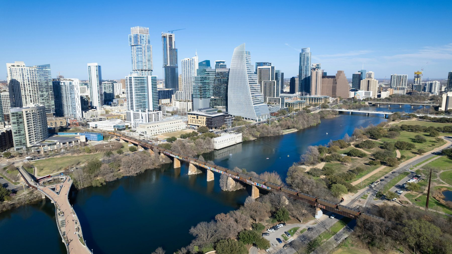 The Austin skyline over Lady Bird Lake